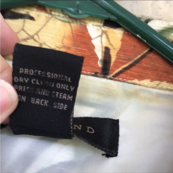 Eddie Bauer Brown and Orange Tropical 3/4 Sleeve Button Down Silk Blazer - Picture 9 of 12